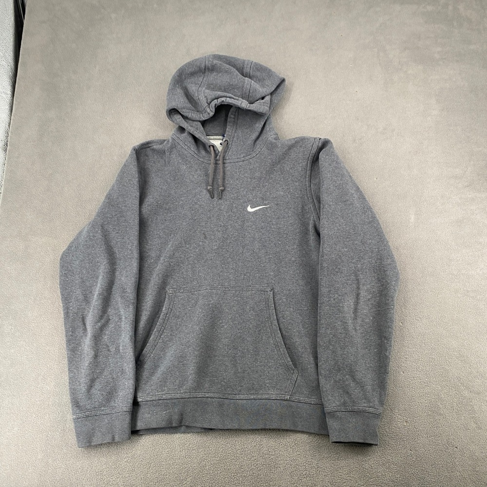 Nike Mens Swoosh Pullover Hoodie Charcoal Grey Fleece Sweatshirt Medium